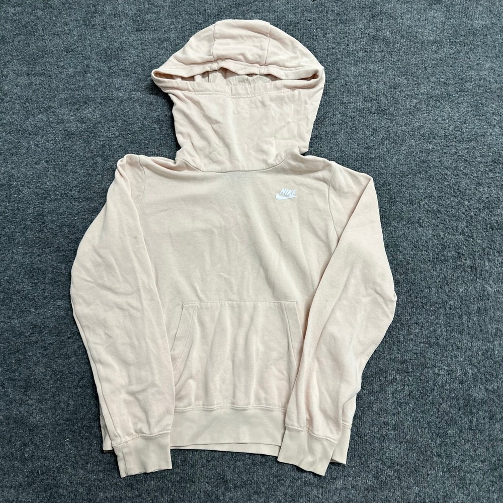 Nike Hoodie Womens Size S Pink Viscose Blend Funnel Neck Pullover Sweatshirt